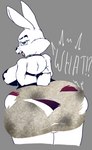 angry annoyed anthro bdsm big_breasts big_butt bondage bound breasts bunny_costume butt captured choker clothing costume female growth jewelry lipstick makeup necklace nipple_tape panties pasties ripping solo stretching tape thick_thighs torn_clothing underwear 54321awesome lagomorph leporid mammal rabbit absurd_res hi_res
