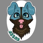 1:1 anthro badge canid canine canis digital_media_(artwork) domestic_dog fan_character female feral headshot_portrait hi_res mammal ozzie_cat portrait solo tongue tongue_out