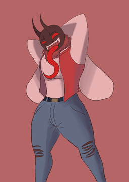 anthro clothing long_tongue male neck_tuft solo tongue tuft wings hi_im_just_here horsefly humanoid hi_res