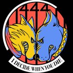 badge black_background blue_body blue_fur clenched_teeth collar duo faceoff feral fur male orange_body orange_fur prison scarf simple_background squadron_patch teeth text gillytin_(artist) 444_(ace_combat_7) ace_combat ace_combat_7 spare_squadron_(ace_combat_7) bandog_(ace_combat_7) trigger_(ace_combat_7) canid canine canis domestic_dog guard_hound mammal molosser wolf 1:1 english_text