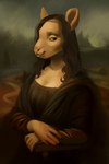 anthro black_hair buckteeth chair clothed clothing detailed_background female furniture hair outside sitting smile smirk solo tan_body teeth whiskers effierow mona_lisa_(painting) mammal murid murine rat rodent 2020 hi_res inspired_by_formal_art