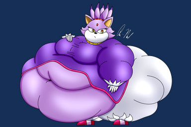 accessory anthro belly belly_overhang big_belly big_breasts big_butt black_nose bottomwear breasts butt clothing coat deep_navel eyelashes fat_rolls female footwear forehead_gem gem hair hair_accessory hairband hand_on_breast hand_on_own_breast huge_belly huge_butt huge_thighs hyper hyper_belly hyper_butt hyper_thighs morbidly_obese morbidly_obese_anthro morbidly_obese_female navel obese obese_anthro obese_female overweight overweight_anthro overweight_female pants purple_body purple_clothing purple_coat purple_ears purple_hair purple_tailcoat purple_topwear red_clothing red_footwear red_gem red_hairband red_shoes shoes simple_background solo tailcoat tan_inner_ear thick_thighs three-quarter_view tight_clothing topwear transparent_background white_bottomwear white_clothing white_pants yellow_eyes nommersu sega sonic_the_hedgehog_(series) blaze_the_cat domestic_cat felid feline felis mammal 2022 3:2 alpha_channel colored digital_media_(artwork) hi_res shaded signature