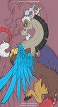 blue_body blue_feathers feathered_wings feathers horn male membrane_(anatomy) membranous_wings smile solo wings stepanda friendship_is_magic hasbro my_little_pony discord_(mlp) chimera draconequus 2014 hi_res