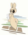 anthro big_breasts blush breast_squish breasts empty_eyes female holding_object looking_back nude open_mouth rear_view side_view solo squish thick_thighs walking white_body mossyartburger animal_crossing nintendo coco_(animal_crossing) lagomorph leporid mammal rabbit absurd_res hi_res