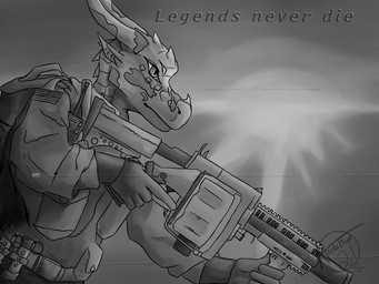 american_flag anthro camo clothing grenade_launcher gun holding_gun holding_object holding_ranged_weapon holding_weapon horn military milkor_mgl outside ranged_weapon solo sunset text united_states_of_america weapon dr4c0n1c_m4sters milkor_(pty)_ltd mythology toxic_(dr4c0n1c_m4sters) dragon mythological_creature mythological_scalie scalie 4:3 english_text hi_res monochrome