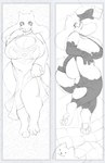 anthro big_butt breasts butt cleavage clothed clothing dakimakura female lingerie looking_at_viewer smile smiling_at_viewer solo thick_thighs wide_hipped_female wide_hips krokobyaka undertale undertale_(series) toriel 2024 dakimakura_design hi_res monochrome