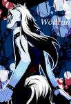 anthro belt black_nose blue_eyes chain clothed clothing fur grey_body grey_fur hair long_hair looking_at_viewer solo teeth white_hair wristband 六隔 pretty_cure smile_pretty_cure wolfrun canid canine canis mammal wolf hi_res