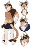 anthro biped brown_body brown_fur brown_hair butt claws clothed clothing eyewear fur furgonomics glasses hair handpaw horn looking_back male male_anthro open_mouth pawpads paws rear_view shocked simple_background solo standing tail white_background ferwanwan javier_(scraphead) cougar felid feline mammal 2022 hi_res multiple_images