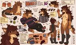 anthro brown_body brown_fur facial_piercing female feral fur lgbt_pride nose_piercing piercing pride_colors solo text mjsty mano_(mjsty) canid canine canis mammal wolf 2023 english_text hi_res model_sheet