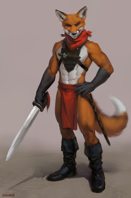 abs anthro athletic boots bottomwear brown_scabbard clothed clothing dagger eye_scar facial_scar footwear fur holding_melee_weapon holding_object holding_sword holding_weapon kerchief loincloth looking_at_viewer male melee_weapon muscular muscular_anthro muscular_male neckerchief neckwear scabbard scar shoes simple_background solo sword weapon chunie valfin_(chunie) canid canine fox mammal red_fox true_fox 2019 adobe_photoshop_(artwork) digital_media_(artwork) digital_painting_(artwork) hi_res painting_(artwork)