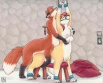 2004 4_breasts 5:4 bdsm bondage bound breast_grab breasts canid canid_taur canine canine_taur chakona_space colored_pencil_(artwork) cuff_(restraint) dipstick_tail duo female female_penetrated fondling fox fox_taur from_behind_position fur garrek gloves_(marking) hair hand_on_breast kacey lorene male male/female male_penetrating male_penetrating_female mammal mammal_taur markings multi_breast muzzle_(object) muzzled nipples nude open_mouth orange_body orange_fur penetration penile penile_penetration penis_in_pussy pillow red_fox red_hair restraints sex shackles shaded supernumerary_breasts tail tail_markings taur taur_on_taur traditional_media_(artwork) true_fox vaginal vaginal_penetration yellow_body yellow_fur