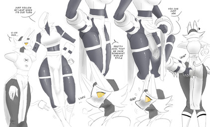 anthro big_breasts blush blush_stickers breasts bulge detailed_bulge dialogue duo faceless_character female floating_hands genital_outline genitals grope groping_from_behind gynomorph heart_symbol intersex machine penis penis_outline standing text thick_thighs wide_hips yellow_eyes regreto2 deltarune risk_of_rain undertale_(series) artificer_(risk_of_rain) tasque_manager darkner domestic_cat felid feline felis humanoid mammal robot robot_humanoid 2021 comic crossover english_text hi_res