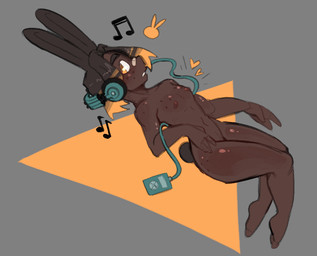 animal_ears band-aid band-aid_on_face band-aid_on_nose bandage bandage_on_face bandage_on_nose breasts brown_body brown_ears brown_eyebrows brown_hair brown_skin dark_body dark_skin electronics eyebrows feet female fingers freckled_chest freckled_shoulders freckles geometric_background grey_background hair headphones looking_at_viewer multicolored_hair musical_note musical_symbol navel nipples nude nude_female nude_humanoid orange_eyes orange_hair portable_music_player simple_background slim slim_female slim_humanoid small_breasts small_waist solo symbol two_tone_hair derpyfox_36 resso_(derpyfox_36) animal_humanoid humanoid lagomorph lagomorph_humanoid leporid_humanoid mammal mammal_humanoid rabbit_humanoid 2023 digital_drawing_(artwork) digital_media_(artwork) full-length_portrait portrait
