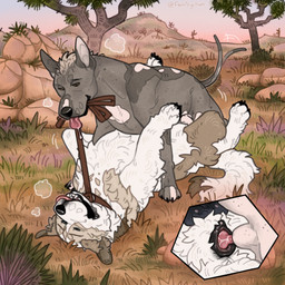 anatomically_correct animal_genitalia animal_penis animal_vulva balls black_balls black_vulva blonde_hair blue_eyes brown_body brown_eyes brown_fur brown_skin canine_genitalia canine_penis canine_vulva close-up desert duo erection feral feral_on_feral feral_penetrated feral_penetrating feral_penetrating_feral fluffy from_front_position fur genitals hair hairless intersex intersex/male intersex_penetrated intraspecies joshua_tree knot knot_root knotted_penis knotting leash leash_pull lying male male_penetrating male_penetrating_intersex maleherm maleherm/male markings missionary_position on_back penetration penile penile_penetration penis pink_body pink_skin plant scenery sex sheath sky spots spotted_body standalone_balls tree vaginal vaginal_knotting vaginal_penetration visibly_trans vulva white_body white_fur fernsigillum corwin_(pantherwaltz) pinto_(pantherwaltz) canid canine canis domestic_dog great_pyrenees hairless_dog livestock_guardian_dog mammal molosser mountain_dog pastoral_dog primitive_dog xoloitzcuintli 1:1 hi_res trans_(lore) trans_man_(lore)