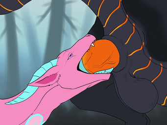 ambiguous_feral ambiguous_gender balls bodily_fluids bouncing_balls cum cum_from_mouth cum_in_mouth cum_inside deep_throat duo face_fucking feral feral_on_feral feral_penetrated feral_penetrating genital_fluids genitals half-closed_eyes irrumatio knot male male/ambiguous male_feral narrowed_eyes neck_bulge oral oral_penetration penetration penile penis penis_in_mouth sex throbbing throbbing_balls throbbing_penis tongue untitleddrak european_mythology mythology novax_(ragnarok) shaia_(shaiathefluffdragoness) dragon mythological_creature mythological_scalie scalie western_dragon 4:3 animated no_sound short_playtime video