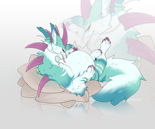 belly big_belly feral fluffderg fluffy horn purple_eyes purple_horn solo vore cmitchell kina mythology dragon fluffdragon mythological_creature mythological_scalie scalie 6:5 absurd_res hi_res