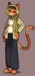 2022 anthro bottomwear clothed clothed_anthro clothed_female clothing digital_drawing_(artwork) digital_media_(artwork) domestic_cat dvampiresmile facial_markings felid feline felis female female_anthro footwear full-length_portrait fully_clothed fully_clothed_anthro fully_clothed_female fur glistening_eyelids green_clothing green_headscarf green_topwear hand_on_hip head_markings headscarf hi_res lidded_eyes long_skirt long_sleeves mammal markings mouth_closed narrowed_eyes one_fang orange_body orange_face orange_fur orange_tail portrait red_eyes sandals shoes simple_background skirt smile snaggle_tooth solo standing sweatshirt tail tail_markings topwear yellow_sclera