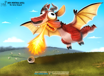 ambiguous_gender black_body black_eyes black_fur breath_powers cloud derp_eyes duo elemental_manipulation fangs feral fire fire_breathing fire_manipulation fur horn humor membrane_(anatomy) membranous_wings outside pun red_body red_fur sky tail teeth text tongue tongue_out visual_pun white_body white_fur wings piper_thibodeau mythology bovid caprine dragon goat hybrid mammal mythological_creature mythological_scalie scalie sheep digital_media_(artwork) digital_painting_(artwork) english_text painting_(artwork)