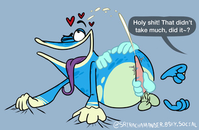 anthro balls belly_rub blue_body bodily_fluids cum cumshot curling_toes dialogue disembodied_hand ejaculation erection eyes_closed feet genital_fluids genitals grabbing_sheets group half-closed_eyes handjob heart_symbol long_tongue lying male markings membrane_(anatomy) narrowed_eyes on_side open_mouth overweight overweight_male penile penis penis_grab purple_tongue rubbing saggy_balls sex simple_background slightly_chubby slightly_chubby_male speech_bubble spots spotted_body spotted_tongue striped_genitalia striped_penis stripes tapering_penis teasing teasing_partner text throbbing throbbing_penis toes tongue tongue_out trio webbed_feet srirachamander rayman_(series) ubisoft globox amphibian absurd_res english_text hi_res