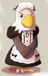 anthro beak clothed clothing crossdressing feet maid_uniform male simple_background solo talons toes uniform white_background glomiagui animal_crossing nintendo apollo_(animal_crossing) accipitrid accipitriform avian bald_eagle bird eagle sea_eagle hi_res