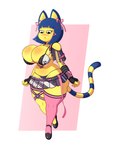 anthro belt big_breasts big_butt bottomwear bouncing_breasts bow_ribbon bra breasts butt clothing cosplay dress female fingerless_gloves footwear gloves grumpy handwear huge_breasts legwear panties ribbons shoes short_stack skirt solo stockings tail thick_thighs underwear raki_boi animal_crossing goddess_of_victory:_nikke nintendo ankha_(animal_crossing) domestic_cat felid feline felis mammal absurd_res hi_res