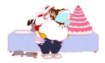 3_toes anthro belly belly_expansion belt big_belly blue_bottomwear blue_clothing blue_pants bottomwear broken_belt cake clothing cutlery dessert eating_ice_cream expansion feet five_frame_sequence food fur furniture ice_cream kitchen_utensils love_handles male messy pants pie_tin pink_clothing pink_underwear plate red_clothing red_topwear red_vest shirtless_anthro shirtless_male simple_background solo spoon stuffing table tablecloth toes tools topwear torn_bottomwear torn_clothing torn_pants torn_shoes torn_underwear underwear vest weight_gain white_background white_body white_fur sins-n-sweets summer_wars king_kazma lagomorph leporid mammal rabbit 2017 hi_res sequence