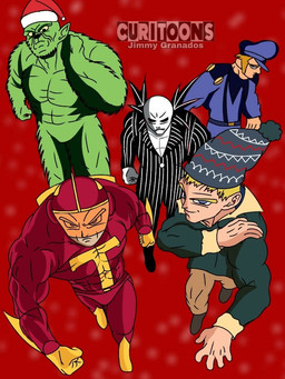 blonde_hair bone christmas_clothing christmas_headwear clothing curimeme fur green_body green_fur group hair hat headgear headwear holidays male red_background santa_hat simple_background skeleton smile superhero_costume jimmy_granados christmas dr._seuss dragon_ball dragon_ball_super home_alone how_the_grinch_stole_christmas! jingle_all_the_way klaus_(movie) the_nightmare_before_christmas jack_skellington kevin_mccallister the_grinch turbo_man_(jingle_all_the_way) animated_skeleton human humanoid mammal monster undead 3:4 better_version_at_source redraw