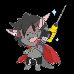 cape chibi clothing cosplay male power_tool simple_background solo tools transparent_background voxxen tengen_toppa_gurren_lagann shaun_lutra_(voxxen) mammal mustelid otter 1:1 absurd_res alpha_channel hi_res