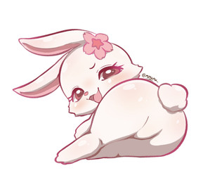 anthro big_butt blush butt cherry_blossom chibi cotton_tail digitigrade featureless_crotch female flower fur happy long_ears looking_at_viewer looking_back open_mouth plant presenting presenting_hindquarters prunus_(flower) red_eyes seductive solo thick_thighs white_body white_fur wide_hips nyupu jewelpet sanrio sega sega_fave ruby_(jewelpet) hare lagomorph leporid mammal rabbit digital_drawing_(artwork) digital_media_(artwork) hi_res