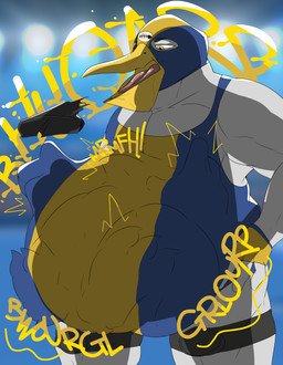 burping_up_object clothing death defeated digestion fatal fatal_vore male male/male oral_vore rumbling_stomach shirt tank_top topwear vore wrestling_gear sussynny avery_standish neptune_mereaux avian bird bluebird eastern_bluebird oscine passerine pelecaniform pelican thrush_(bird) absurd_res hi_res