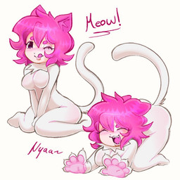 animal_ears bent_over blush breasts claws eyelashes fangs female hair handpaw medium_breasts nails nya one_eye_closed open_mouth paws pink_hair sharp_nails sitting smile tail teeth white_body wink mskittypawz telegram nekochan animal_humanoid felid felid_humanoid feline feline_humanoid humanoid mammal mammal_humanoid 1:1 2026 digital_drawing_(artwork) digital_media_(artwork)