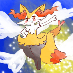 ambiguous_anthro ambiguous_gender anthro arm_out biped blush bodily_fluids cloud digitigrade drooling featureless_crotch food front_view hand_on_hip midair mouth_closed object_in_tail outside saliva shrimp_(food) sky snout solo sparkles tail annyui0611 nintendo pokemon braixen canid generation_6_pokemon mammal pokemon_(species) 1:1 2022 digital_drawing_(artwork) digital_media_(artwork) full-length_portrait hi_res japanese_description portrait translated_description