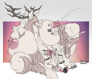 4_toes anthro antlers areola bandage bandaged_arm bandaged_hand big_breasts blindfold blush bodily_fluids breasts clitoris cum cum_drip dildo dildo_sword dildo_weapon dripping duo feet female fingering fingering_self fur genital_fluids genitals horn huge_breasts humanoid_dildo hyper hyper_breasts lactating macro male male/female masturbation micro milk nails nipples penis projectile_lactation sex_toy teeth toes urethra vaginal vaginal_fingering vaginal_fluids vaginal_masturbation vein veiny_penis vulva white_body white_fur kanogetz bloodborne fromsoftware mythology sony_corporation sony_interactive_entertainment vicar_amelia beast_(bloodborne) canid canine canis human mammal mythological_canine mythological_creature werecanid werecanine werecreature werewolf wolf hi_res