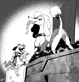 animal_genitalia animal_vulva anus box butt canine_genitalia canine_vulva clothed clothing container dumpster duo female feral food fur genital_piercing genitals male male/female open_mouth piercing pizza pizza_box presenting presenting_hindquarters smile tail topwear trash vulva vulva_piercing white_body white_fur thorns_roost american_opossum canid canine canis domestic_dog mammal marsupial poodle virginia_opossum black_and_white digital_drawing_(artwork) digital_media_(artwork) hi_res monochrome shaded