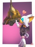 2021 anthro bat blush boots bound canid canine clothing digital_media_(artwork) duo encasement eyes_closed female footwear fox heart_symbol hi_res high_heeled_boots high_heels kiss_on_lips kissing legwear male male/female mammal miles_prower pantyhose radasus rouge_the_bat sega sonic_the_hedgehog_(series) suspension thigh_boots thigh_highs wings