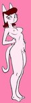 anthro breasts brown_hair eyebrows eyelashes feet female hair looking_at_viewer medium_breasts nipples nude pink_body pubes resting_bitch_face simple_background solo standing tail toes gold-white-kott a_kitty_bobo_show cartoon_network maggie_(kitty_bobo) domestic_cat felid feline felis mammal digital_media_(artwork) hi_res