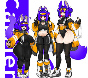 ahoge areola_outline athletic_wear bangs big_breasts black_bodysuit black_bottomwear black_clothing black_shorts black_skinsuit bodysuit boots bottomwear bra breasts clothed clothing double_bun eyewear eyewear_on_head female footwear group gym_bottomwear gym_shorts hair hair_bun hood inner_ear_fluff jacket legwear light_body light_skin mole_under_eye narrowed_eyes navel navel_outline off_shoulder orange_clothing orange_jacket orange_topwear pigtails pointy_ears purple_hair purple_tail red_eyes shoes shorts size_difference skinsuit sneakers sports_bra sunglasses sunglasses_on_head tail thick_thighs thigh_highs tight_clothing topwear trio tuft under_boob underwear visor wearing_sunglasses crr001 cargo_(crr001) package_(crr001) parcel_(crr001) animal_humanoid cat_humanoid felid felid_humanoid feline feline_humanoid humanoid mammal mammal_humanoid 2024 absurd_res hi_res sibling_(lore) sister_(lore) sisters_(lore)