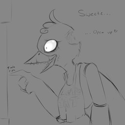 anthro apron beak big_breasts breasts clothed clothing creepy dark female grey_background heart_symbol machine nightmare_fuel non-mammal_breasts side_boob simple_background solo soul_devouring_eyes teeth text toothed_beak unknown_artist five_nights_at_freddy's scottgames chica_(fnaf) classic_chica_(fnaf) animatronic avian bird chicken galliform phasianid robot robot_anthro 1:1 english_text greyscale monochrome