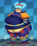 alternate_costume anthro belly blue_hair blush female fur hair navel obese overweight pigtails slightly_chubby solo weight_gain mintrimo activision crash_bandicoot_(series) megumi_bandicoot absurd_res hi_res