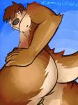 anthro balls butt genitals looking_back male solo ventkazemaru c.j._(cjtheotter) mammal mustelid otter 3:4 hi_res