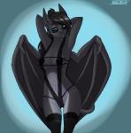 anthro breasts clothed clothing female lace legwear lingerie membrane_(anatomy) membranous_wings seductive skimpy solo stockings wings alterkitten runa_nightwing bat mammal