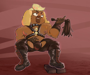 anthro arms_bent blonde_hair body_worship boots brown_body brown_fur bulge chest_tuft clothed clothing collar dominant dominant_anthro dominant_male footwear fur gloves hair handwear leather leather_clothing leggings legwear male muscle_tone muscle_worship musclegut muscular muscular_anthro muscular_male nipple_piercing nipples piercing shoes solo spread_legs spreading straps topless tuft whip worship meowzah indie_delagrandaventure animal_humanoid canid canid_humanoid canine canine_humanoid canis domestic_dog humanoid mammal mammal_humanoid absurd_res hi_res