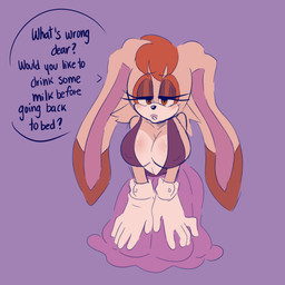anthro asking asking_for_status asking_viewer asking_what bedroom_eyes big_breasts black_nose breasts clothing countershading dialogue dipstick_ears ear_markings ears_back eyelashes female floppy_ears fur glistening glistening_nose gloves hair handwear lips long_ears multicolored_ears narrowed_eyes nipple_outline offering_to_viewer orange_eyes orange_hair pink_inner_ear pivoted_ears pupils purple_background question seductive short_hair simple_background solo speech_bubble talking_to_viewer tan_body tan_fur term_of_endearment text white_body white_clothing white_countershading white_fur white_gloves white_handwear yes-no_question ninotrash sega sonic_the_hedgehog_(series) vanilla_the_rabbit lagomorph leporid mammal rabbit 1:1 english_text hi_res