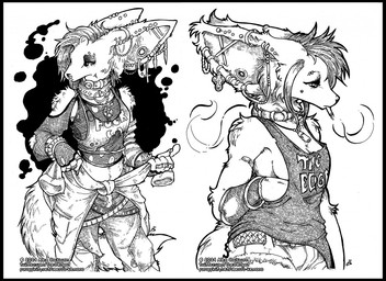 alternative_fashion anthro band-aid bandage black_border border bracelet breasts cheek_piercing cigarette cleavage clothed clothing collar cross duo ear_piercing ear_ring eyebrow_piercing eyebrow_ring eyeshadow facial_piercing female flesh_tunnel fully_clothed fur gauged_ear hair industrial_piercing jewelry makeup midriff necklace nose_piercing piercing punk ring ring_piercing side_boob smoke star text torn_clothing o-kemono canid canine fennec_fox fox mammal true_fox 2021 black_and_white english_text monochrome url