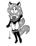 5_fingers anthro armwear big_hair black_nose boots clothing elbow_gloves eyelashes female fingers footwear front_view gloves hair handwear knee_boots knee_highs legwear lips long_hair round_nose shoes simple_background solo tail white_background bickpixx plasmavolk_(bickpixx) canid canine canis mammal wolf 2021 absurd_res digital_drawing_(artwork) digital_media_(artwork) full-length_portrait hi_res monochrome portrait signature