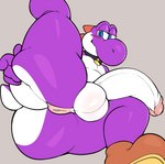 anthro anus balls balls_blush big_butt blush body_blush butt collar genitals half-closed_eyes half-erect huge_butt looking_at_viewer male narrowed_eyes penis puffy_anus rear_view simple_background smile solo thick_thighs wide_hips virito mario_bros nintendo purple_yoshi yoshi 2023 absurd_res digital_media_(artwork) hi_res