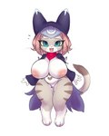 anthro big_breasts breasts female hair heart_symbol nipples open_mouth open_smile pink_hair pubes smile solo tail wide_hips ehada capcom monster_hunter monster_hunter_stories_2:_wings_of_ruin tsukino_(monster_hunter_stories) domestic_cat felid feline felis felyne lynian mammal