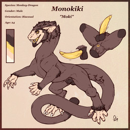 4_fingers 5_toes animal_genitalia anus balls brown_body brown_fur claws erection fangs feet feral fingers fully_sheathed fur genitals humanoid_genitalia humanoid_penis hybrid_genitalia hybrid_penis male nude penis prehensile_feet sheath smile solo tail tail_anus teeth text toes yellow_anus yellow_eyes yellow_penis deormynd mythology monokiki dragon haplorhine hybrid mammal monkey mythological_creature mythological_scalie primate scalie 1:1 2019 hi_res model_sheet signature
