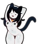 anthro bell bell_collar cat_tail collar fangs female hair nipples nude raised_arms seductive sharp_teeth solo teeth monkibonk adventure_time cartoon_network marceline_abadeer vampire hi_res