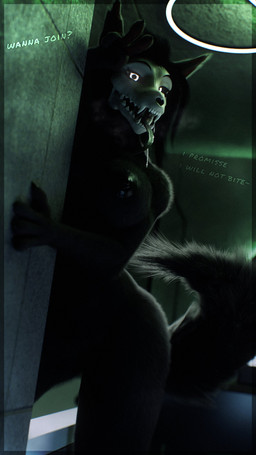 anthro big_breasts black_body black_fur black_hair black_nipples bodily_fluids bone breasts dialogue dripping drooling dutch_angle fangs female fluffy fluffy_tail fur gesture glistening glistening_nipples glowing glowing_eyes hair hand_gesture long_hair looking_at_viewer nipples nude nude_anthro nude_female open_mouth saliva saliva_drip saliva_on_tongue saliva_string sharp_teeth skull skull_head solo tail talking_to_viewer teeth text tongue tongue_out v_sign springycharna furromantic_(modeler) scp_foundation scp-1471-a canid canine malo mammal skulldog_(species) 3d_(artwork) 4k 9:16 absurd_res digital_media_(artwork) english_text hi_res